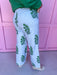 Jincy's Women's Boutique Spring Styles Blue & Green Floral Striped Wide Leg Pants