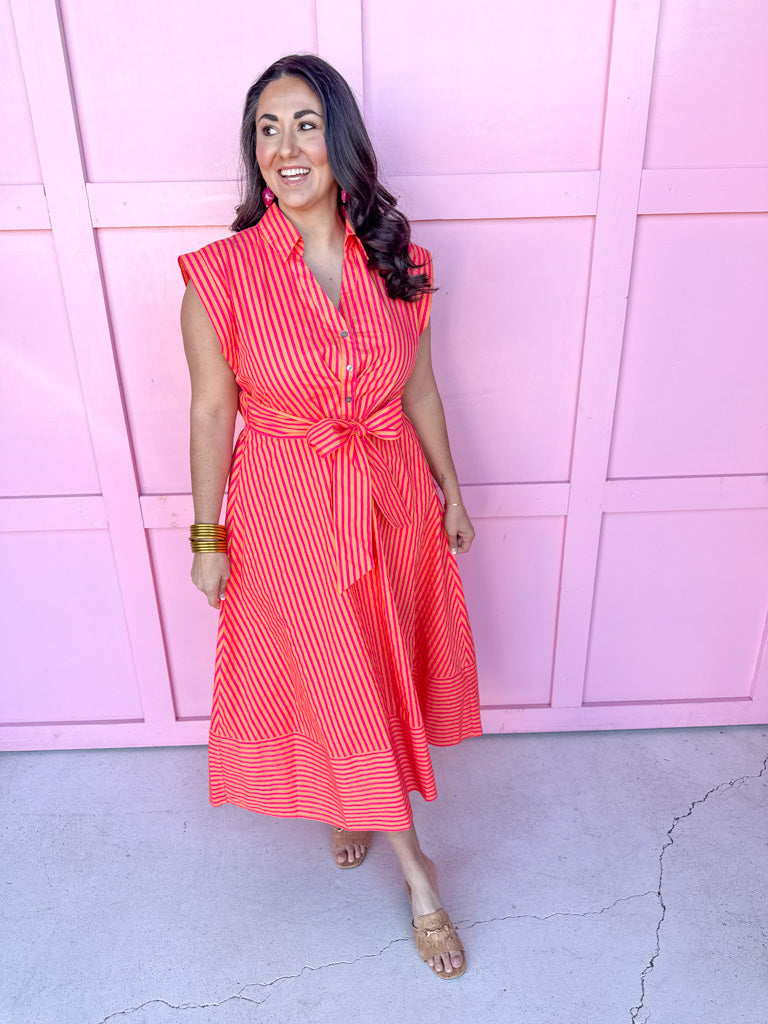 Jincy's Women's Boutique Spring Styles Pink & Orange Maxi Midi Dress