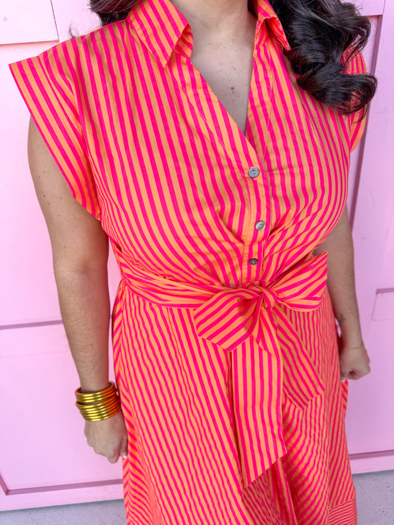 Jincy's Women's Boutique Spring Styles Pink & Orange Maxi Midi Dress