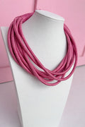 Multi Strand Slub Rope Necklace - Pale Pink