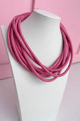 Multi Strand Slub Rope Necklace - Pale Pink
