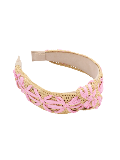 Faux Raffia Headband Pink shiraleah subtle flower design women boutique jincy's