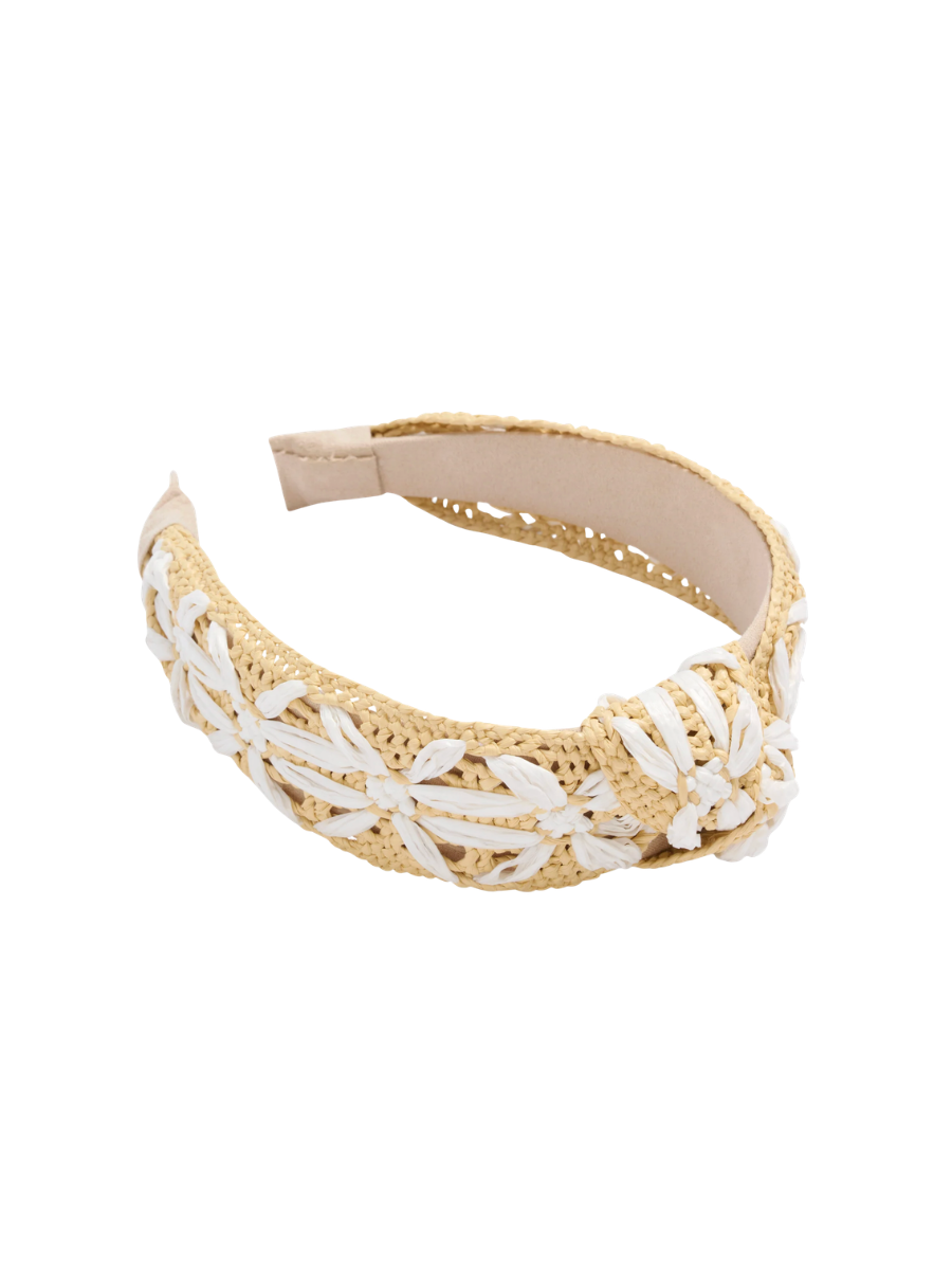 Faux Raffia Headband white shiraleah subtle flower design women boutique jincy's