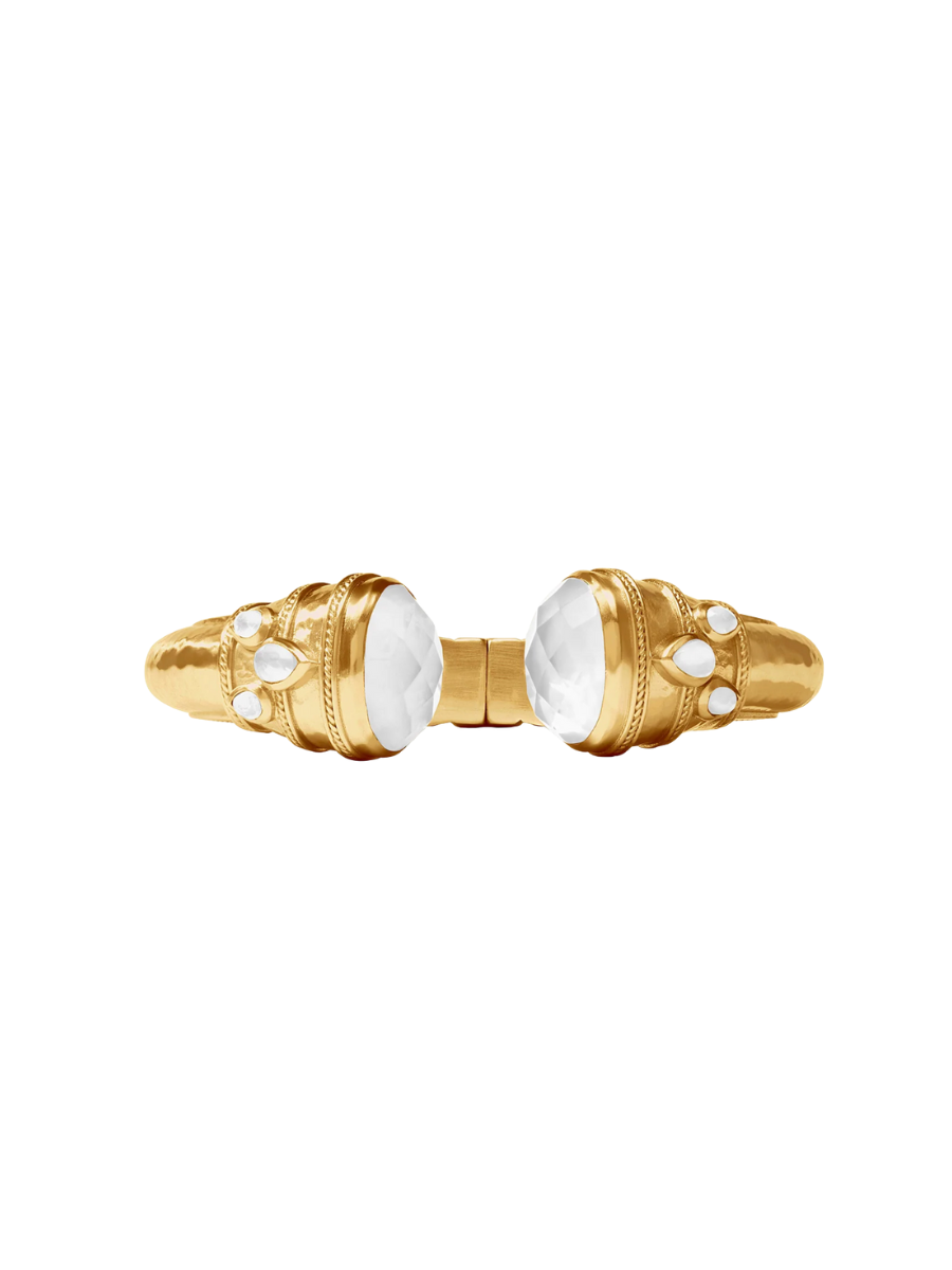 JULIE VOS Cannes Cuff Iridescent Clear Crystal womens statement jewelry jincy's