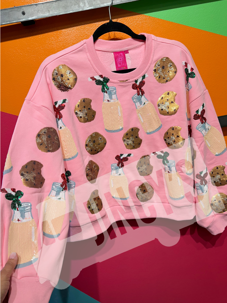 QUEEN OF SPARKLES | Light Pink Milk & Cookies Sweatshirt