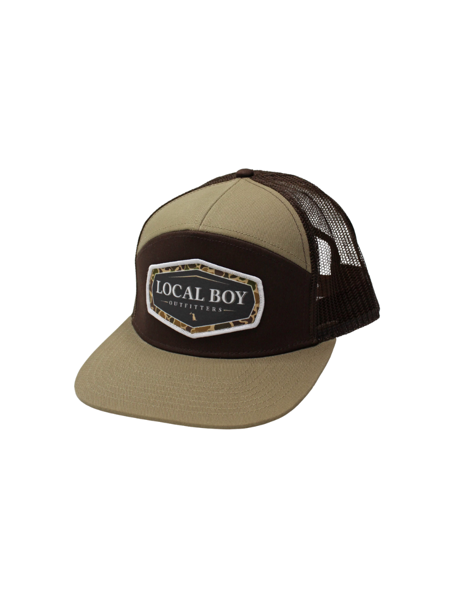 Local Boy | Vintage Emblem 7 Panel Hat - Light Brown/Brown