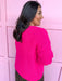 womens boutique chunky knit cardigan hot pink hammered gold buttons jincy's 