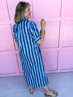 Pretty In Stripes Dress - Navy