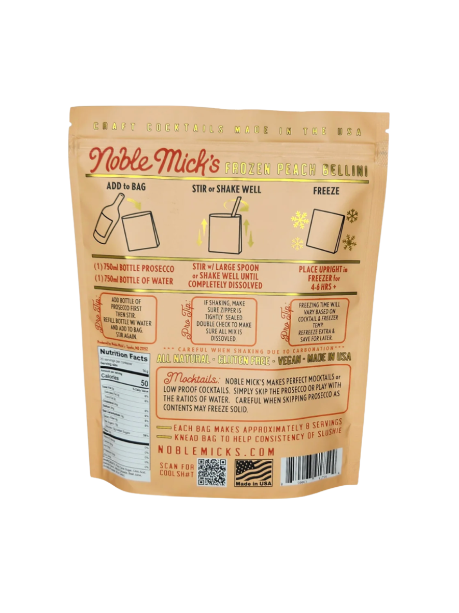 Noble Mick's Peach Bellini Frozen Cocktail Mix gift jincy's