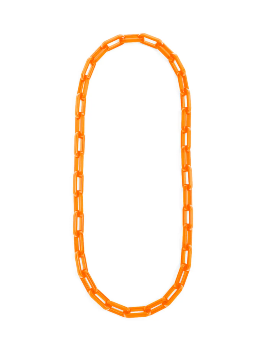 Alice Link Necklace Bright Orange resin cable long necklace womens boutique jincy's