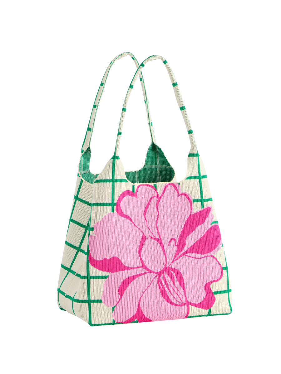 Robbie Tote ivory floral shiraleah green floral plaid womens boutique jincy's