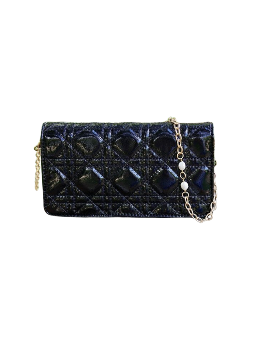 Caroline Hill | Brynleigh Clutch Crossbody - Black Patent LQ