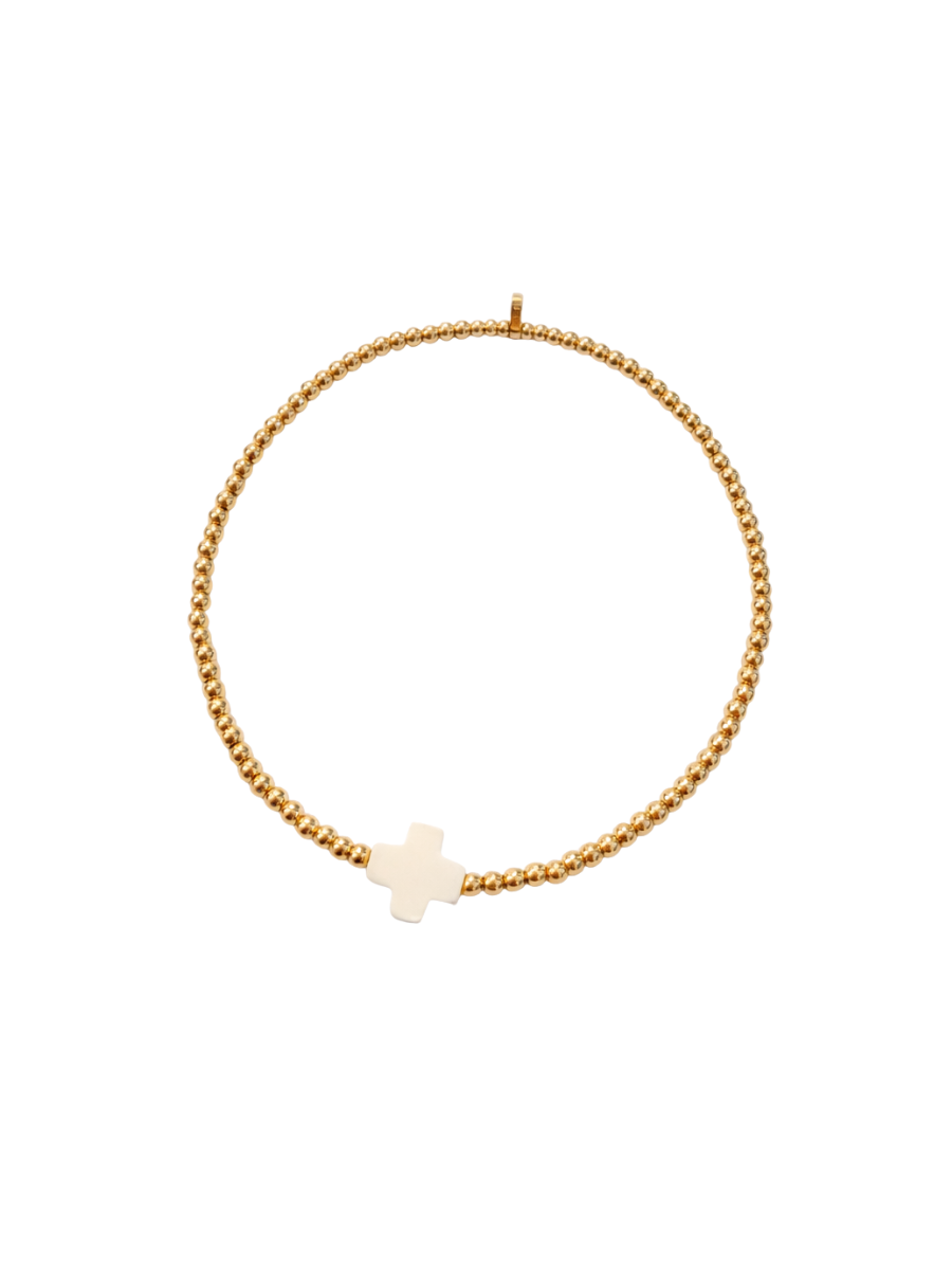 Jincy’s | Megan - 2mm - 18K Gold Bead Cross Bracelet