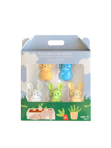 Bunny Eraser Set easter basket filler blue white yellow green girls boys gift jincy's