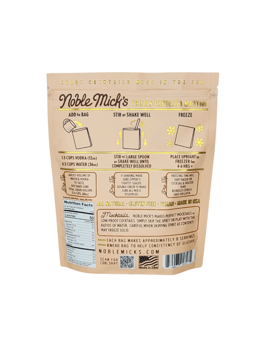 Noble Mick's Espresso Martini Frozen Cocktail Mix gift jincy's