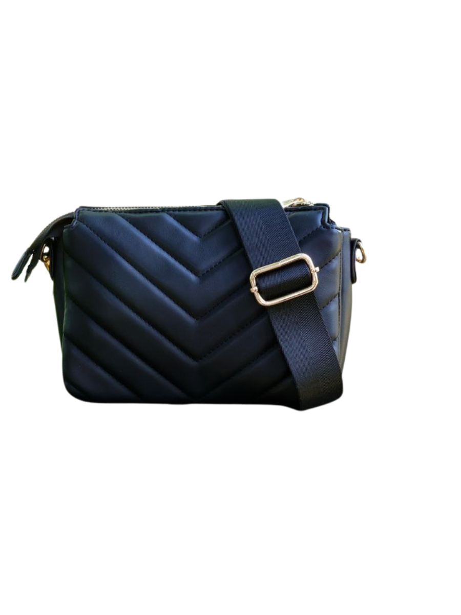 Caroline Hill | Jace Quilted Crossbody - Black V Quilted