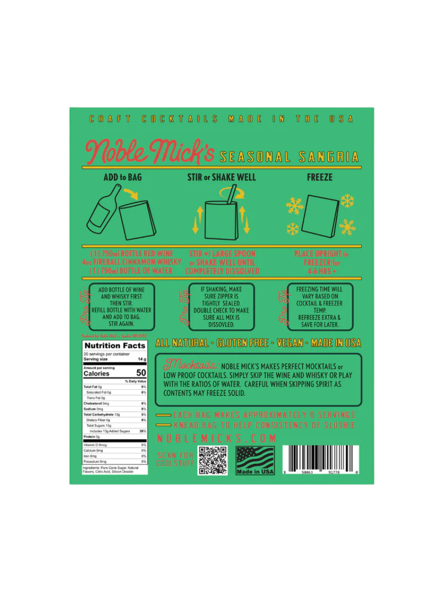 Noble Mick's Seasonal Sangria Frozen Cocktail Mix gift jincy's