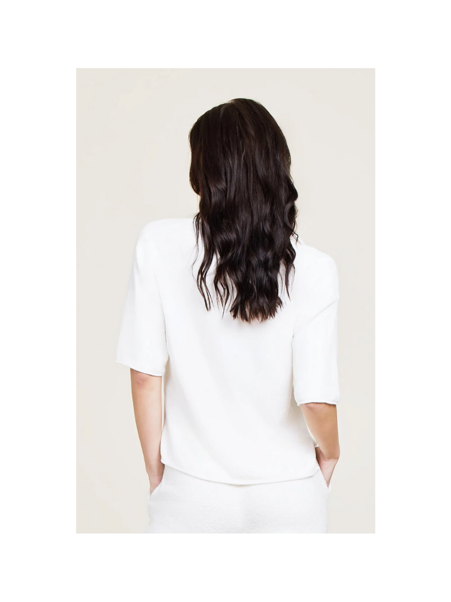 Barefoot Dreams | CozyChic Ultra Lite Collared Short Sleeve - Pearl