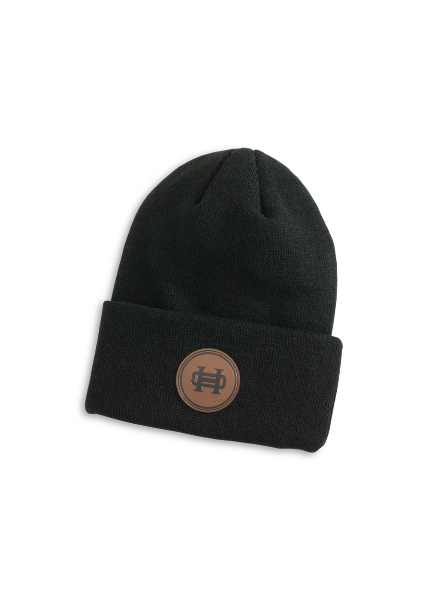 Heybo | Leather Patch Beanie - Black