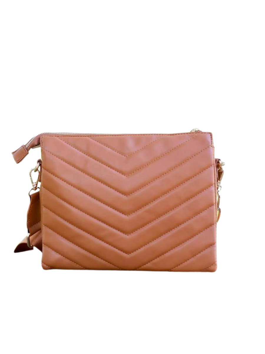 Caroline Hill | Ariana Quilted Crossbody - Camel V Quilted