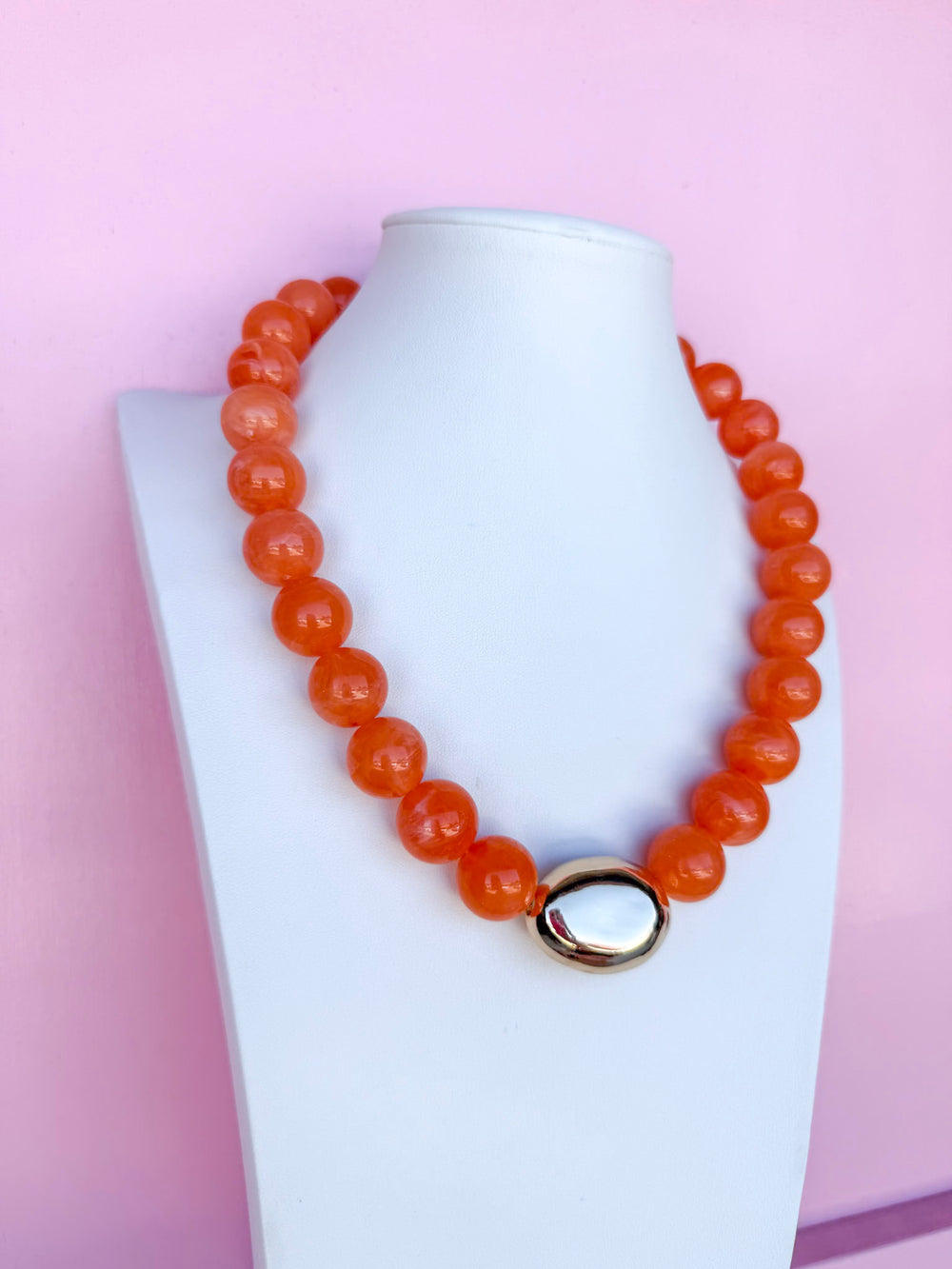 Everyday Statement Beaded Necklace - Orange