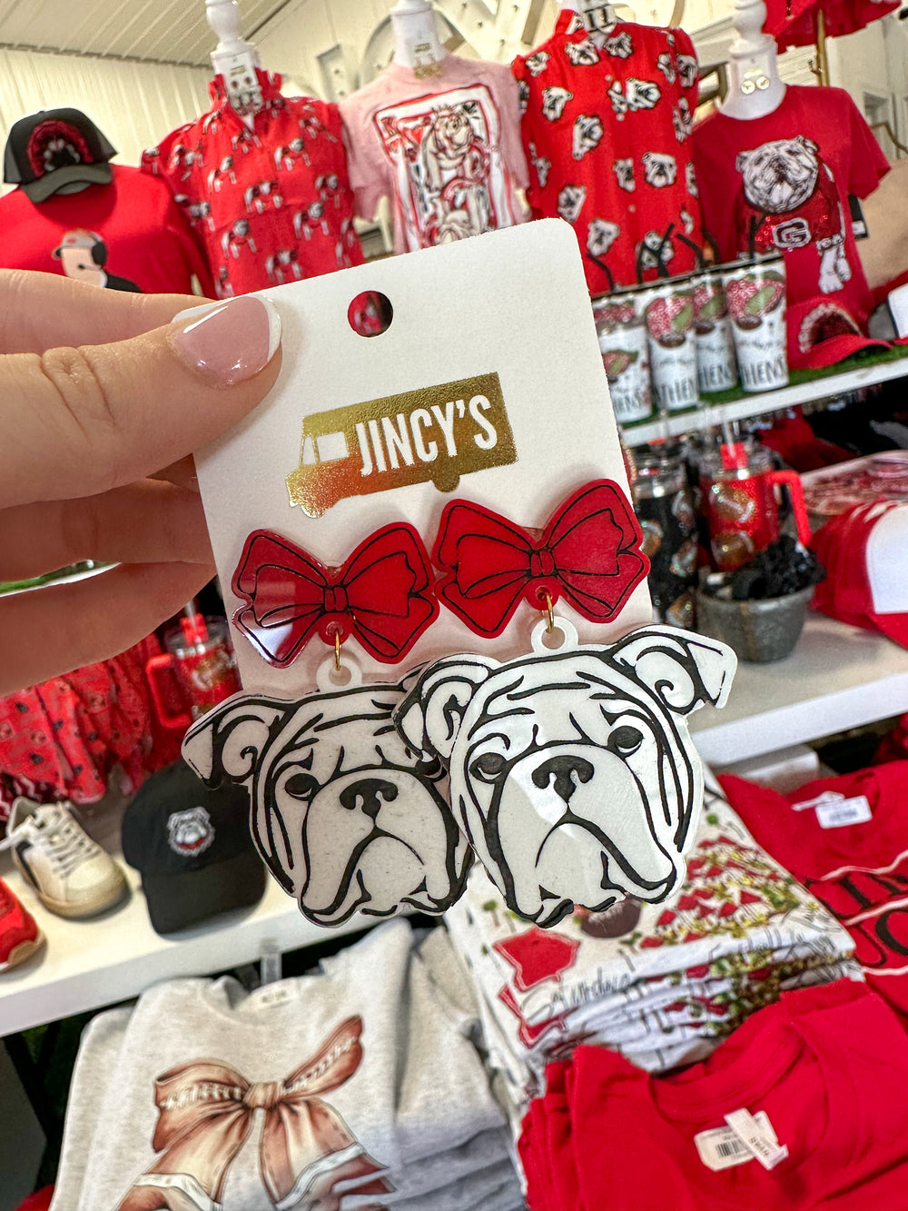 Dawg Bow Acrylic Earrings