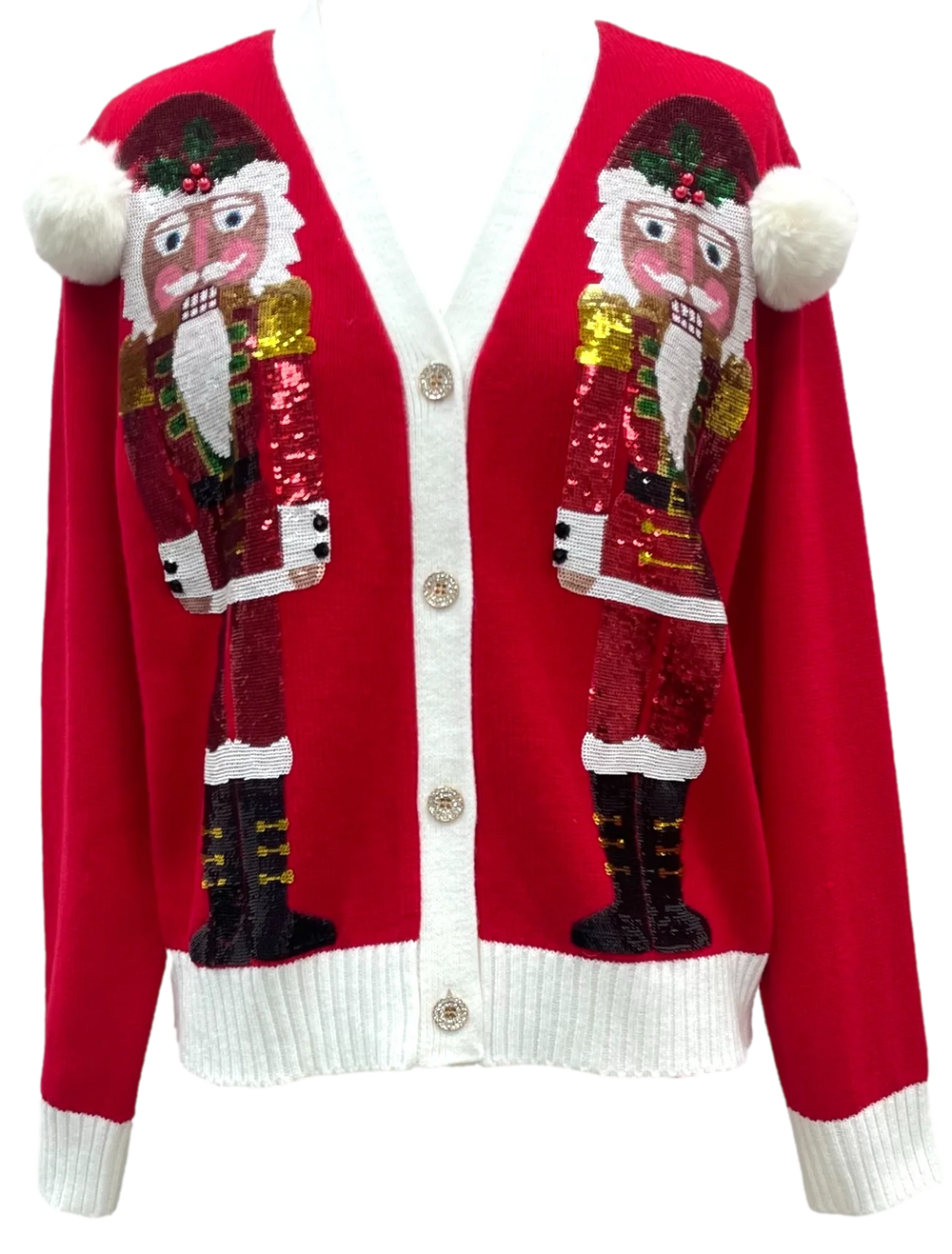 QUEEN OF SPARKLES | Red Santa Nutcracker Cardigan