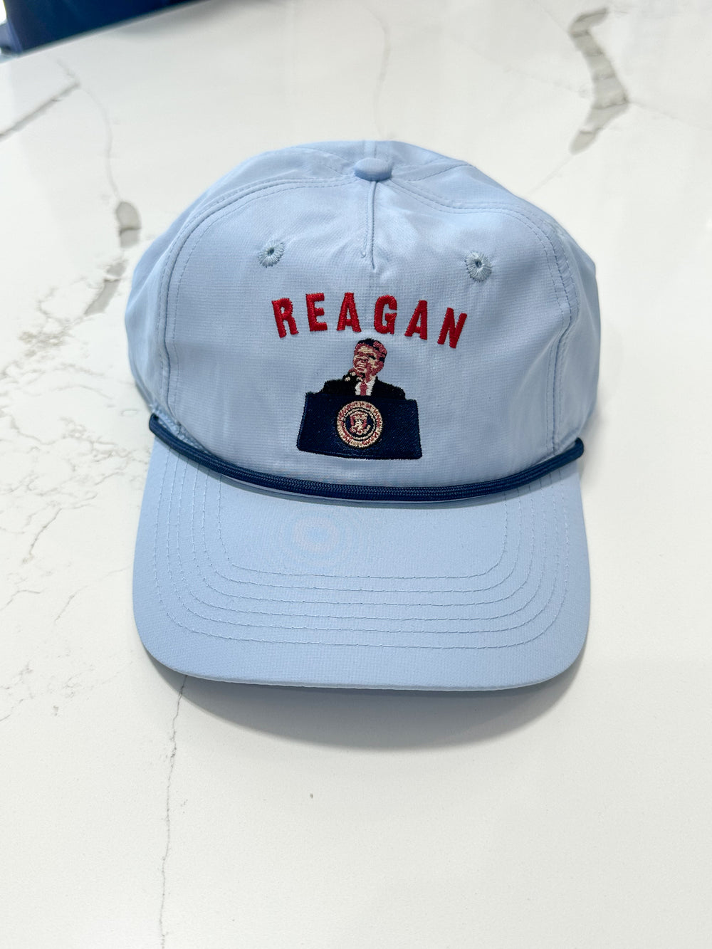 Peach State Pride | Reagan True American 5 Panel Hat - Sky Blue