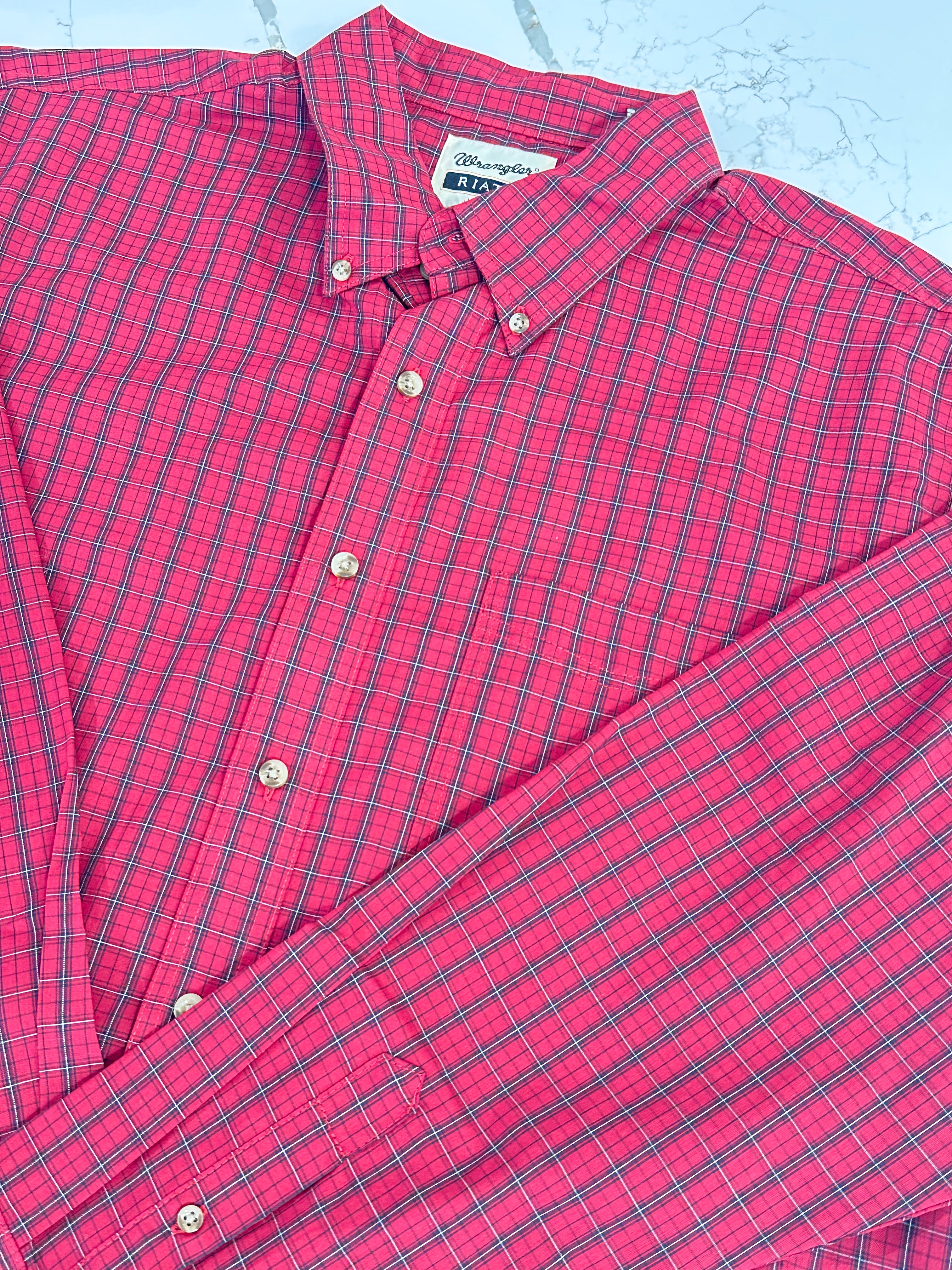 Wrangler | Cotton Button Down - Red/Black