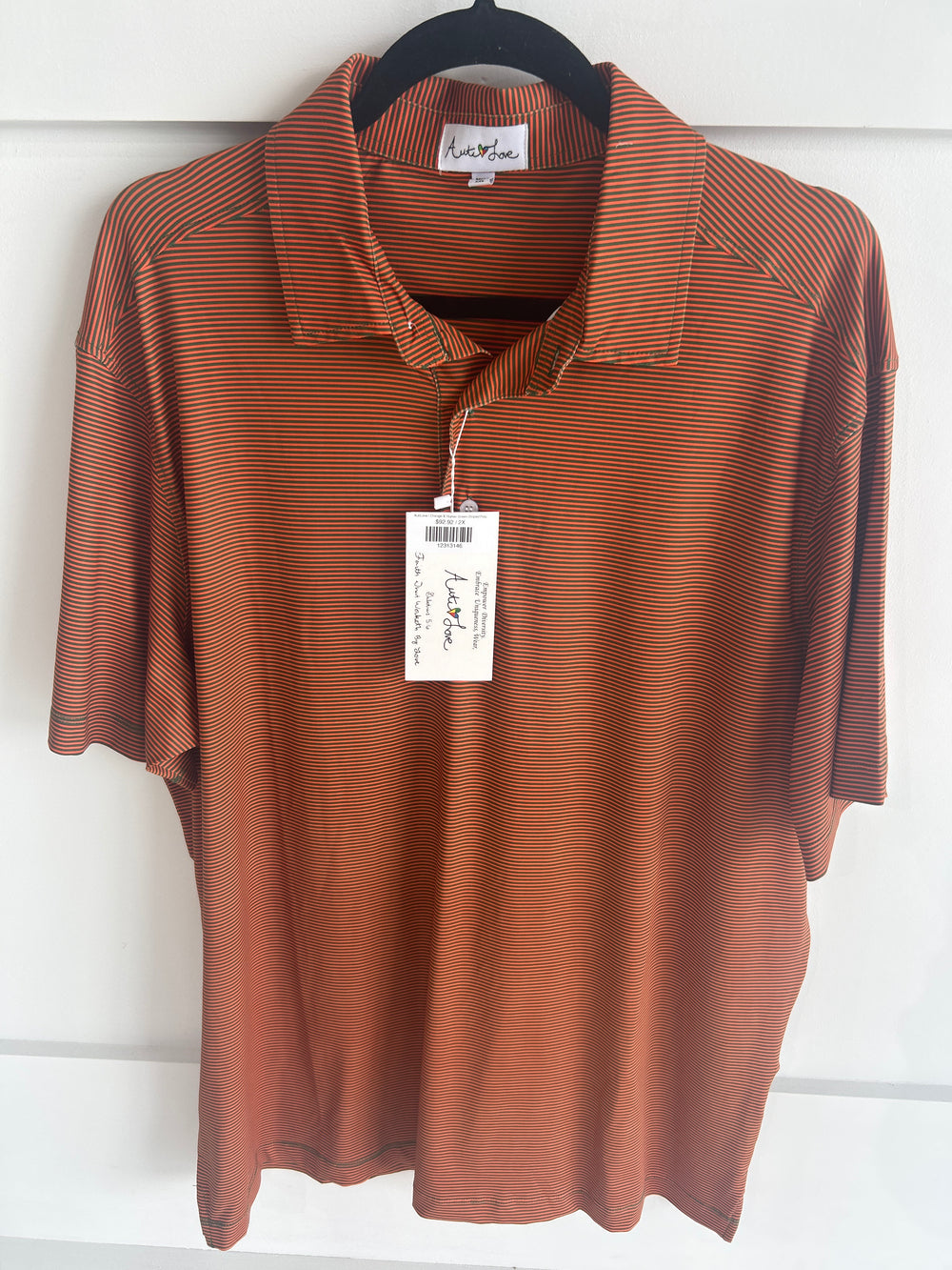 AutiLove | Orange & Hunter Green Striped Polo