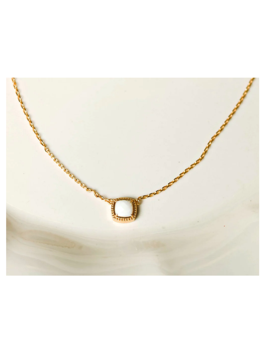 Tatum James Designs | Molly Square Necklace - Pearl