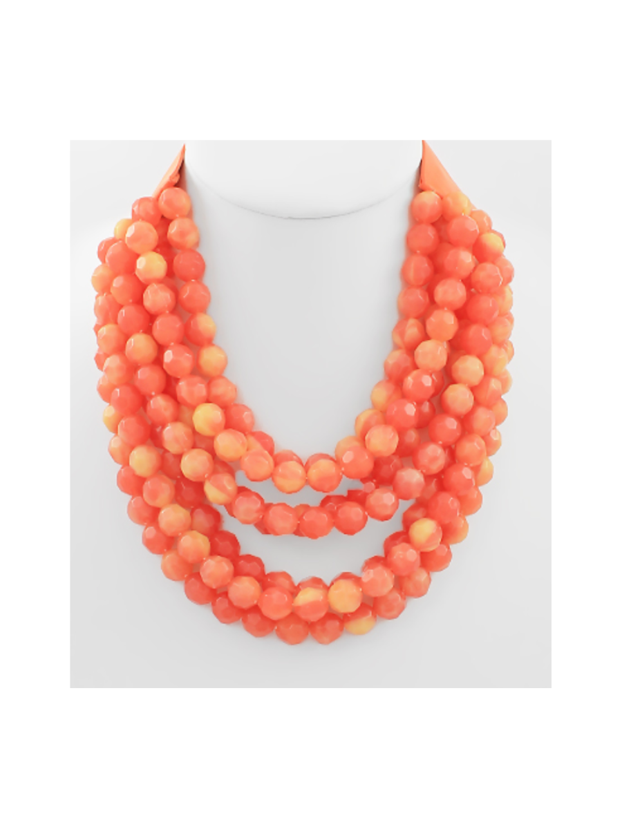 Beadful Elegance Necklace - Coral