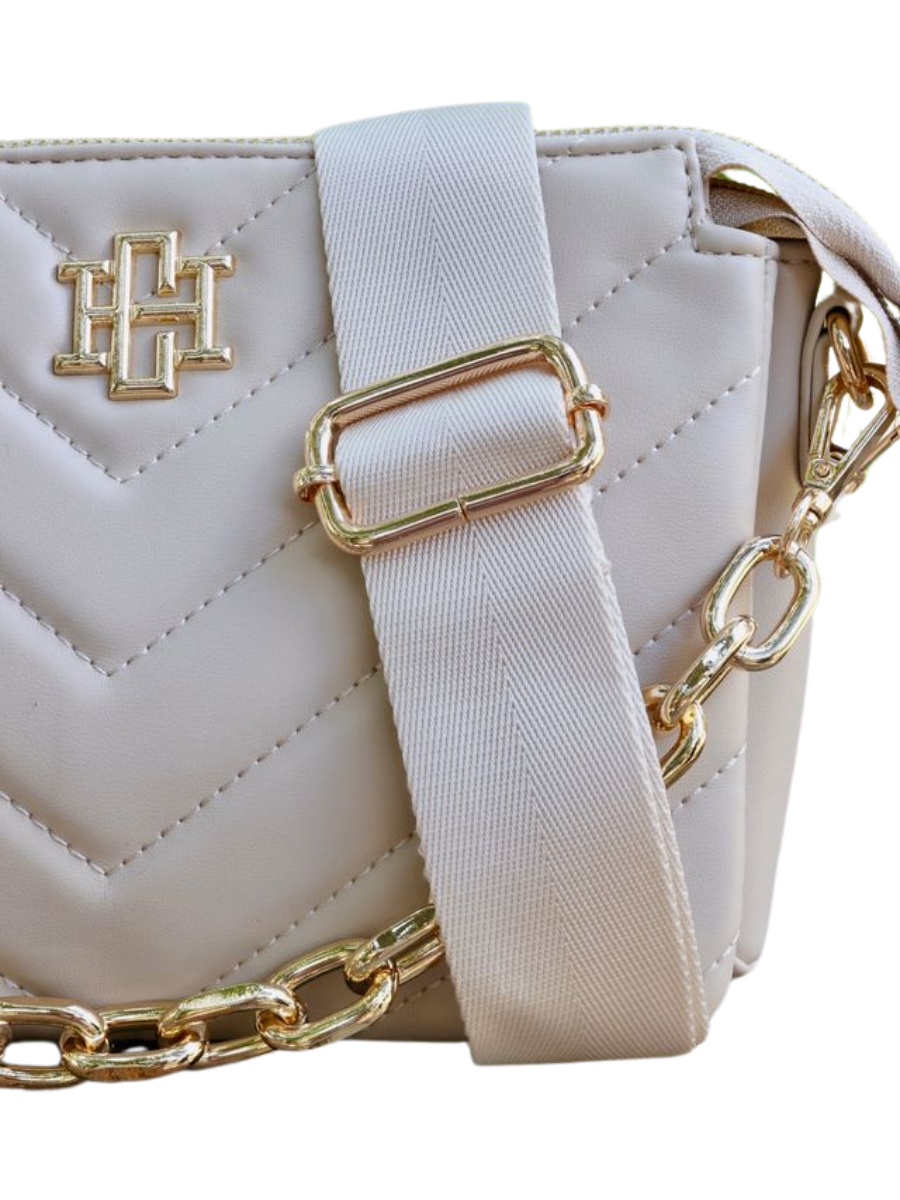 Caroline Hill | Jace Quilted Crossbody - Nude V Quilted