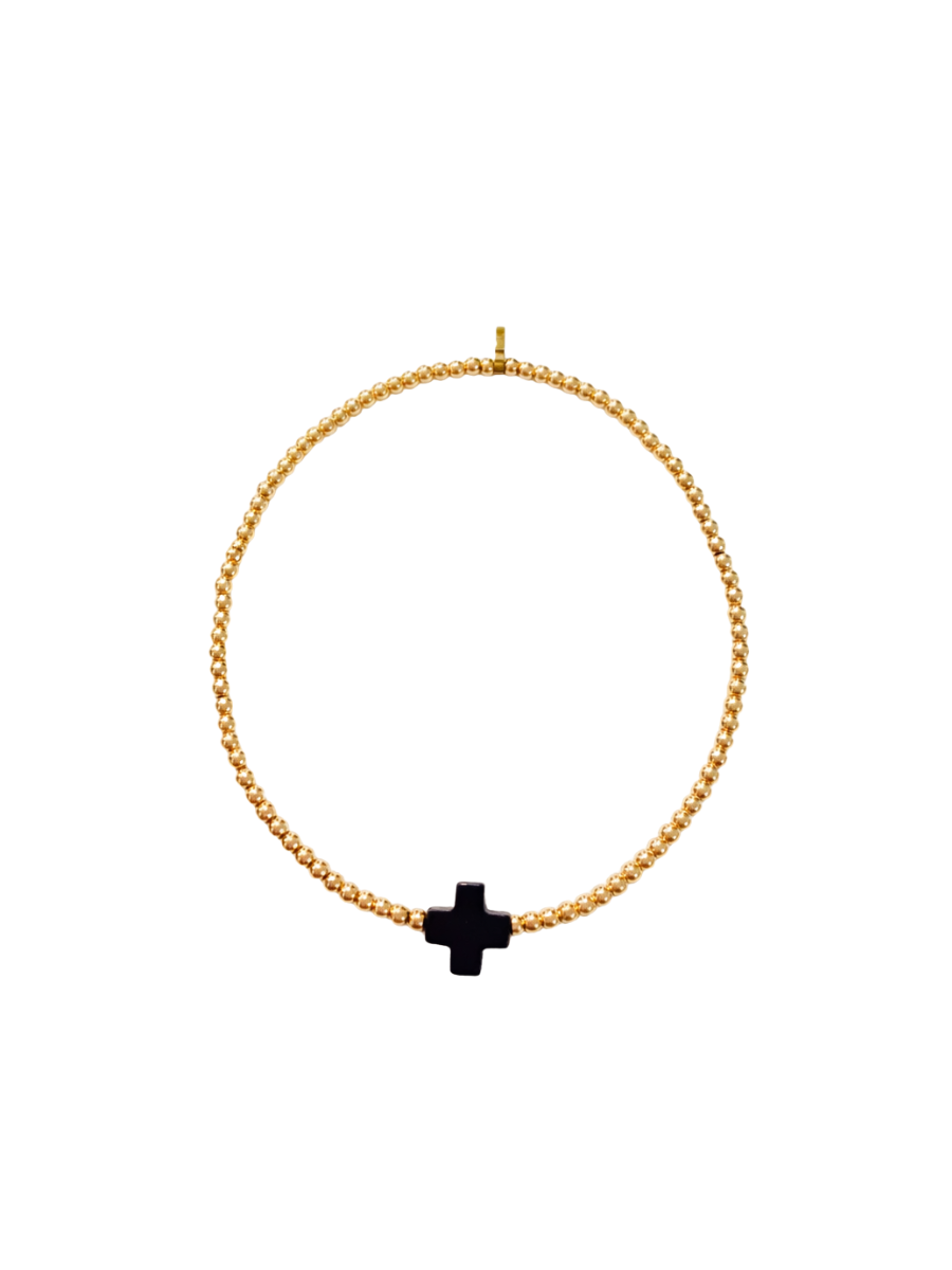 Jincy’s | Megan - 2mm - 18K Gold Bead Cross Bracelet