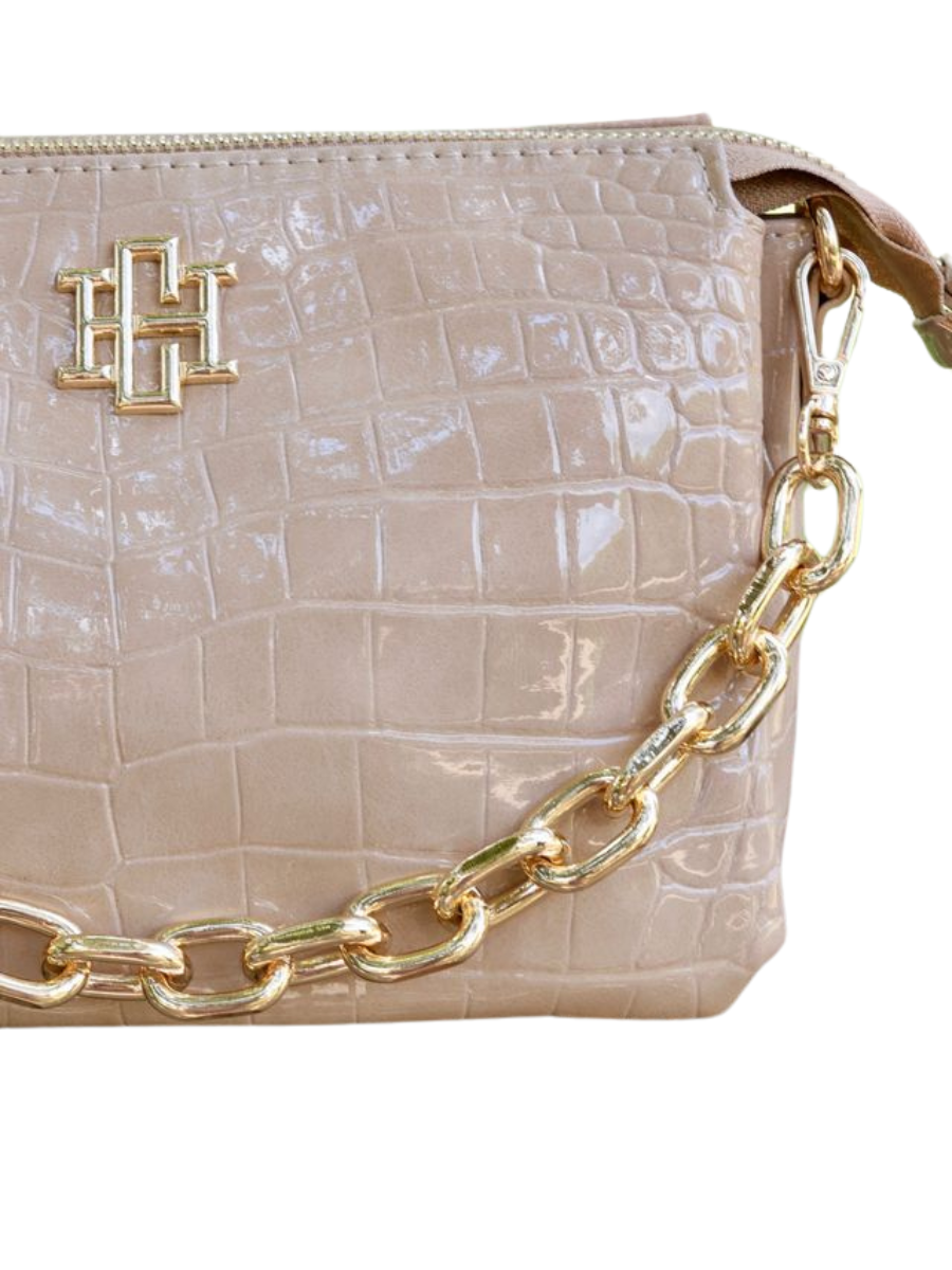 Caroline Hill | Jace Quilted Crossbody - Taupe Patent