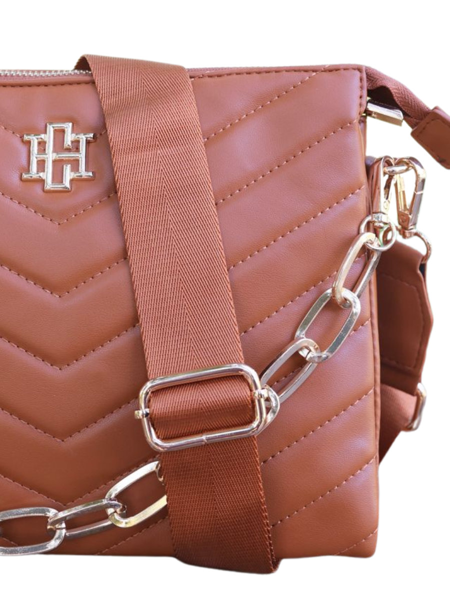 Caroline Hill | Ariana Quilted Crossbody - Camel V Quilted