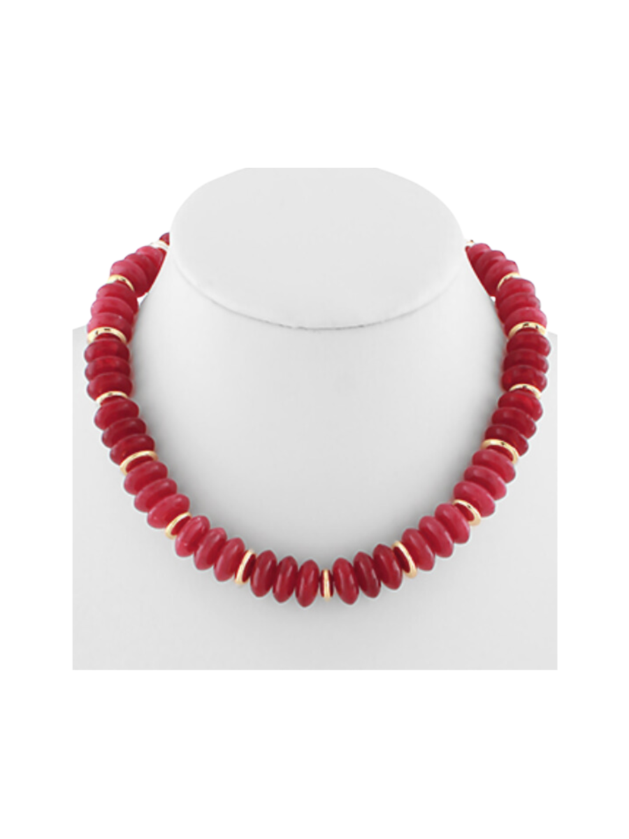 Bead & Breeze Necklace - Rich Red