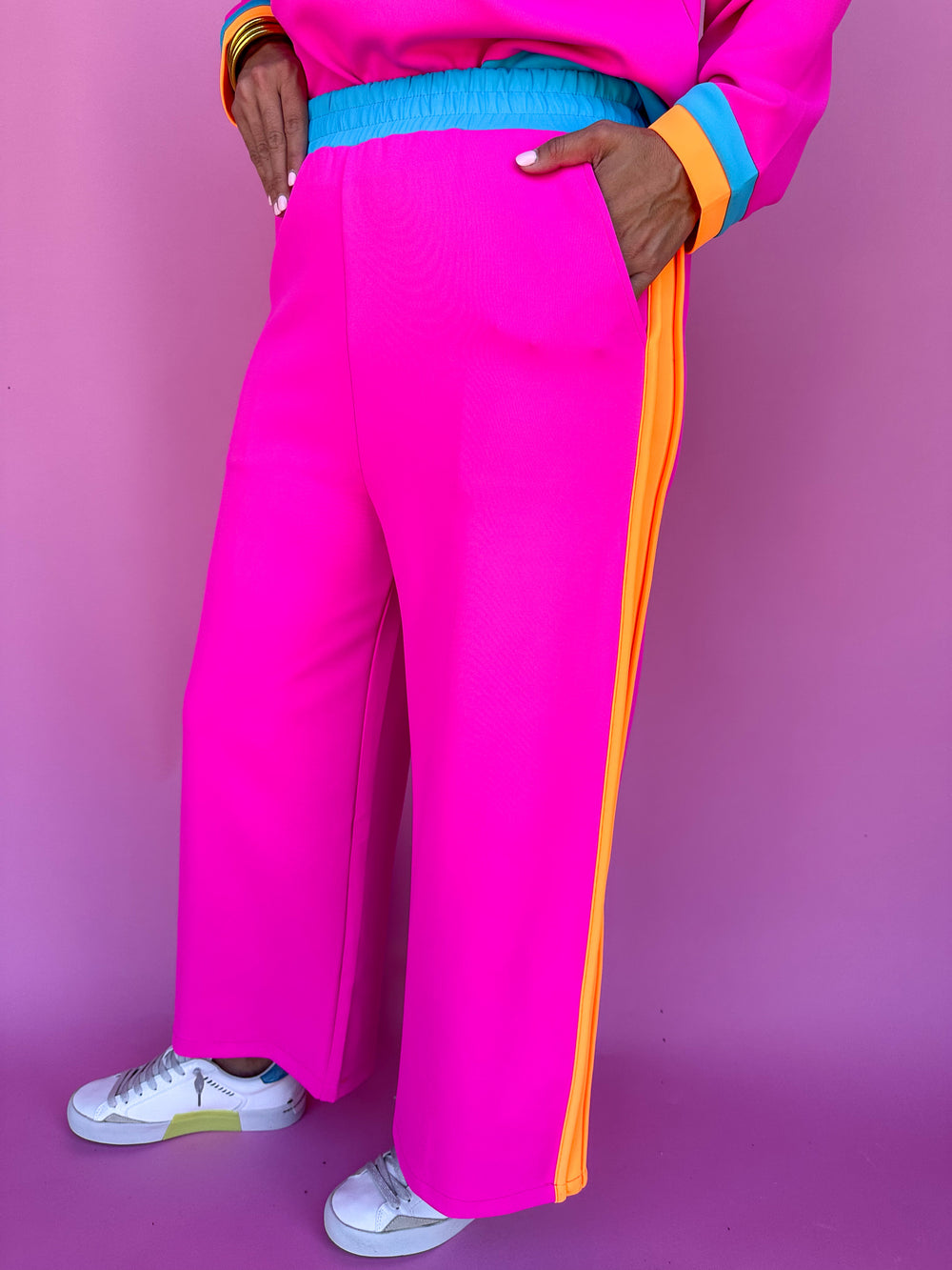 Retro Chic Pant Set - Pink