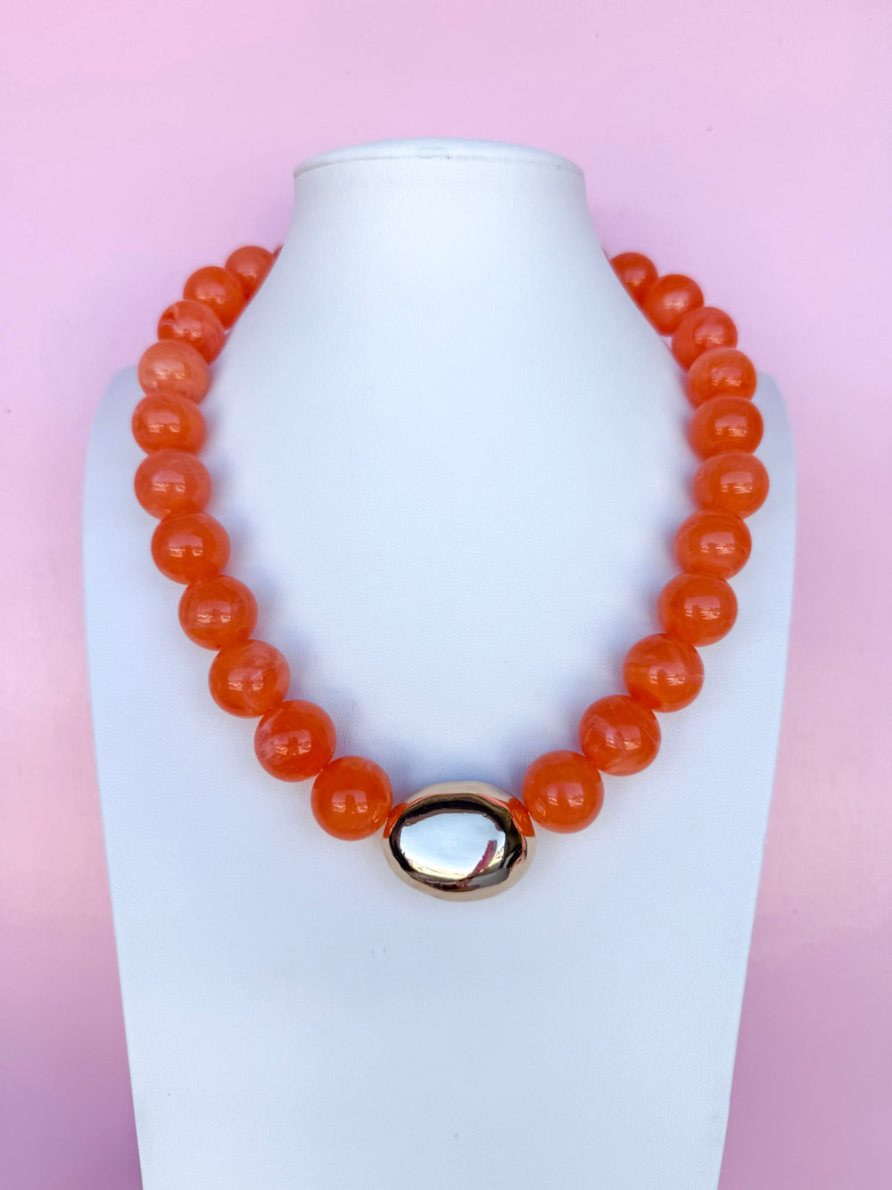Everyday Statement Beaded Necklace - Orange
