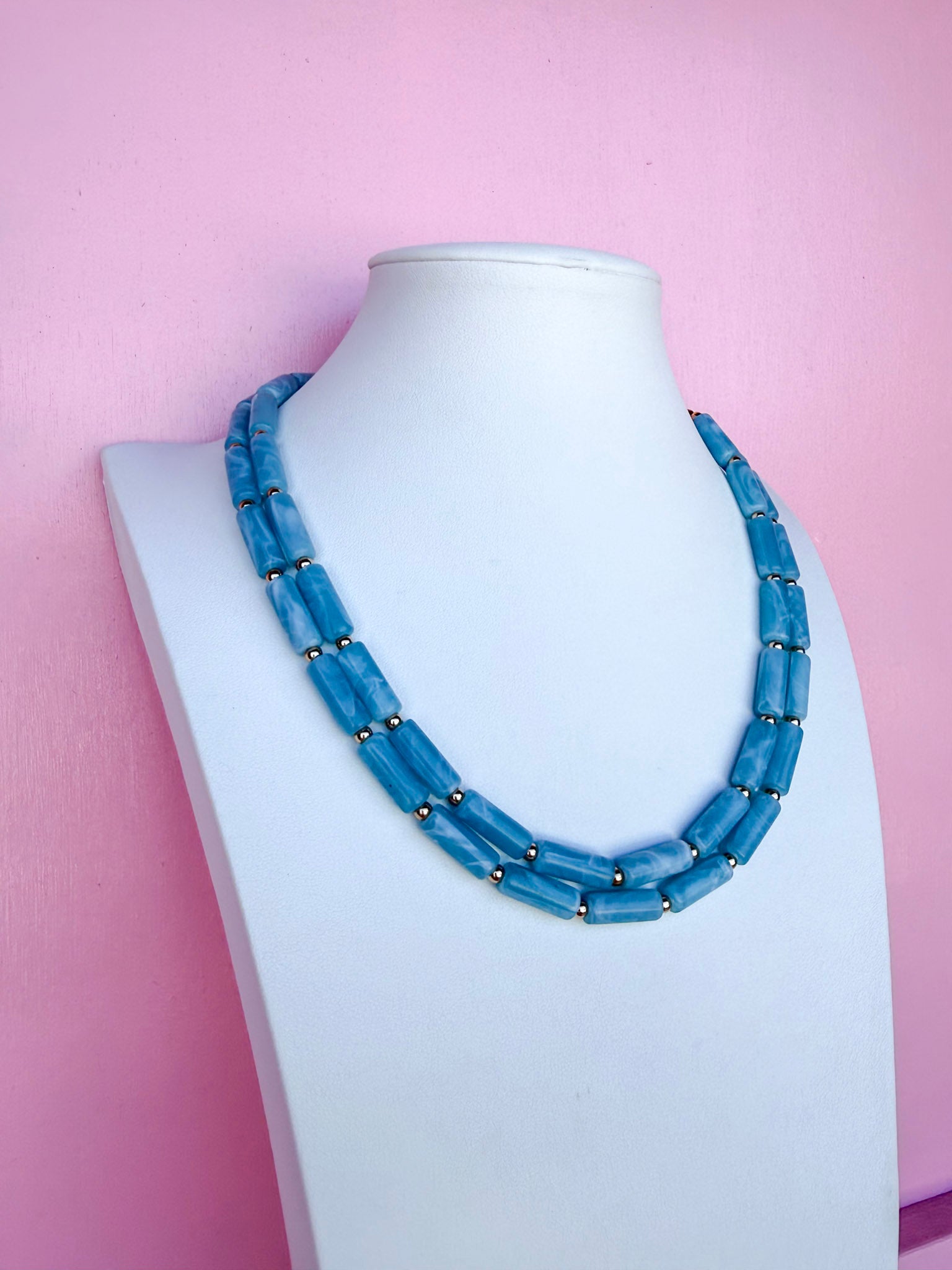 Layered Statement Necklace - Blue