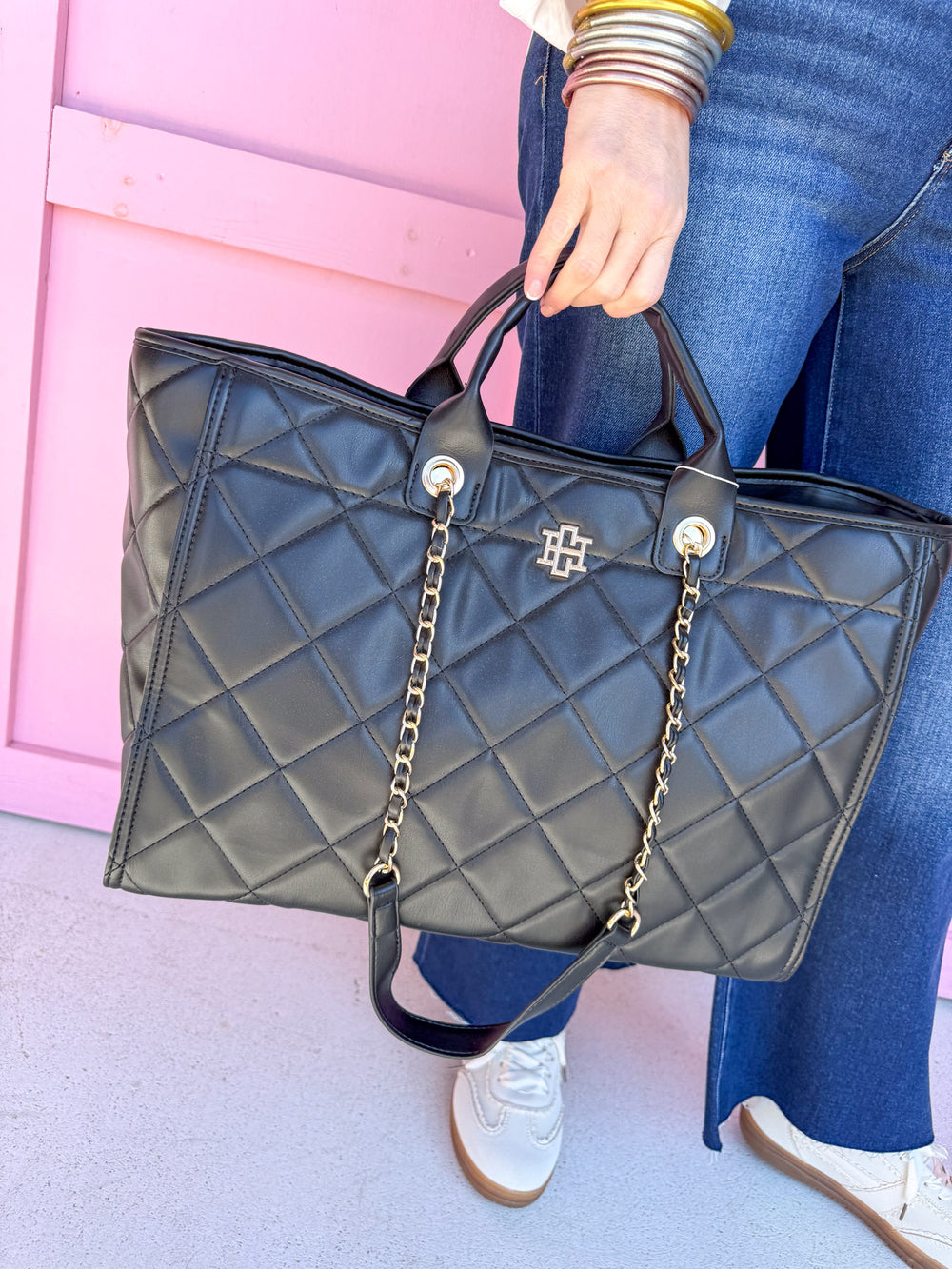 Caroline Hill | Melissa Tote Bag - Black Quilted