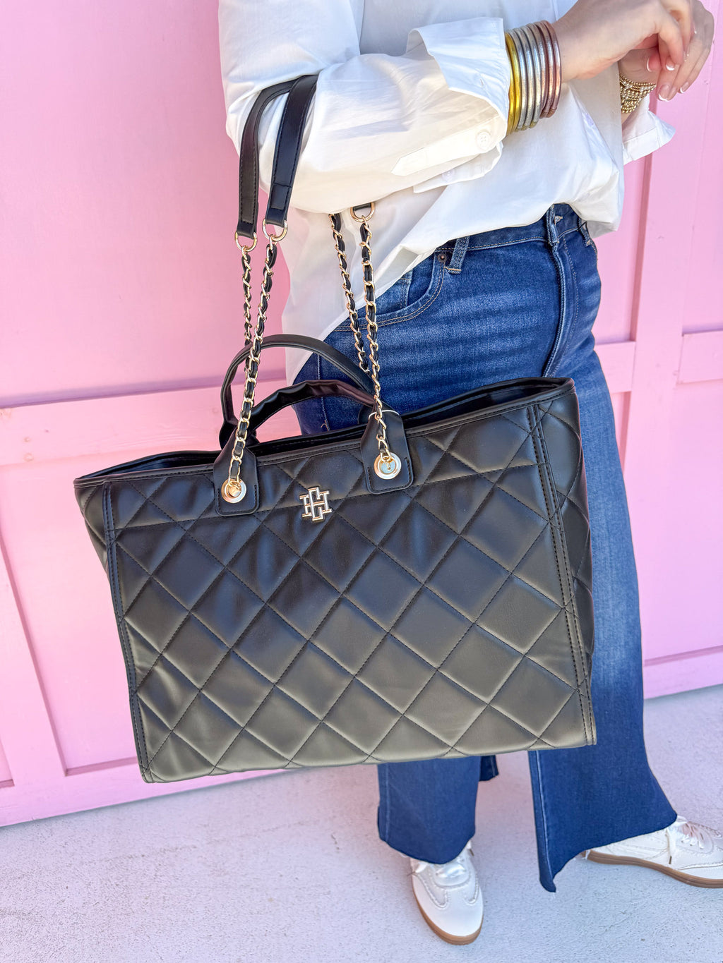 Caroline Hill | Melissa Tote Bag - Black Quilted