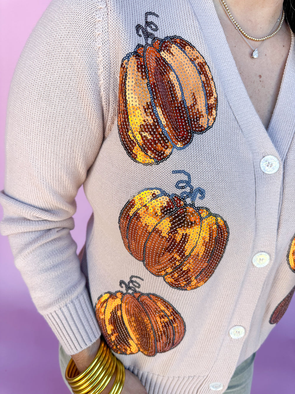 Sequin Pumpkin Cardigan