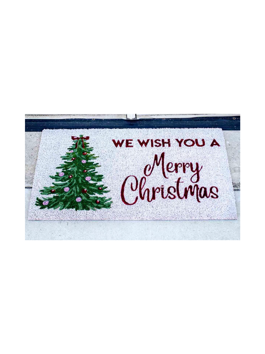 Merry Christmas Noelle Tree Coir Doormat