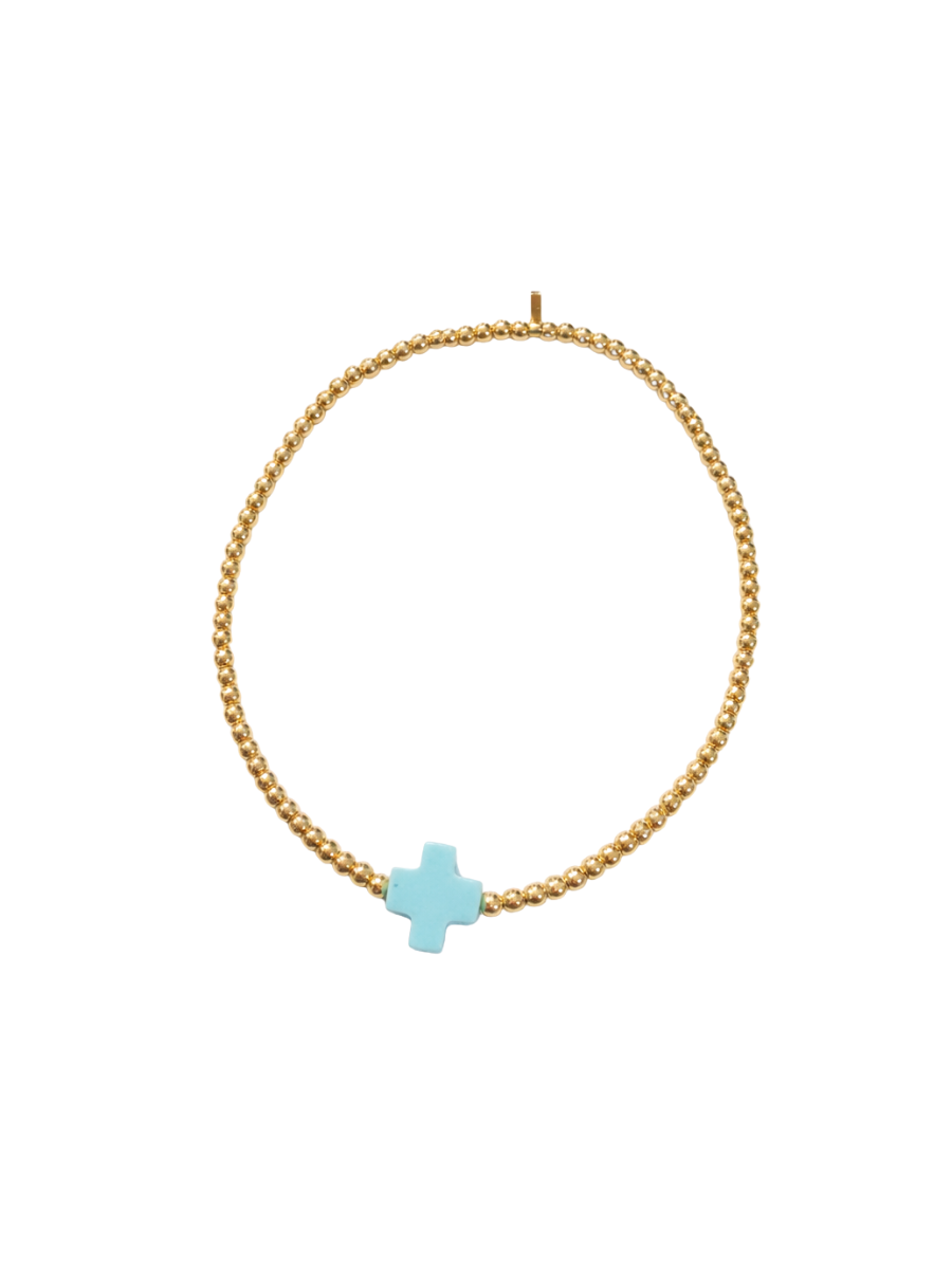 Jincy’s | Megan - 2mm - 18K Gold Bead Cross Bracelet