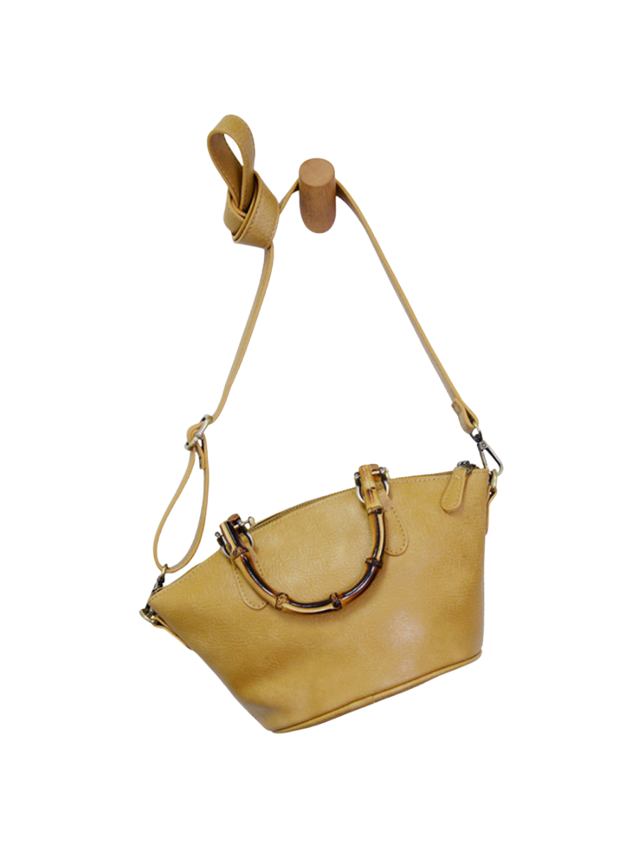 Millie Bamboo Handle Basket Crossbody - Tan