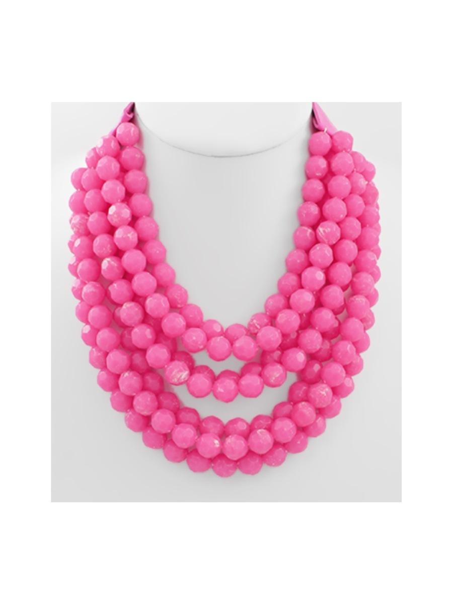 Beadful Elegance Necklace - Fuchsia