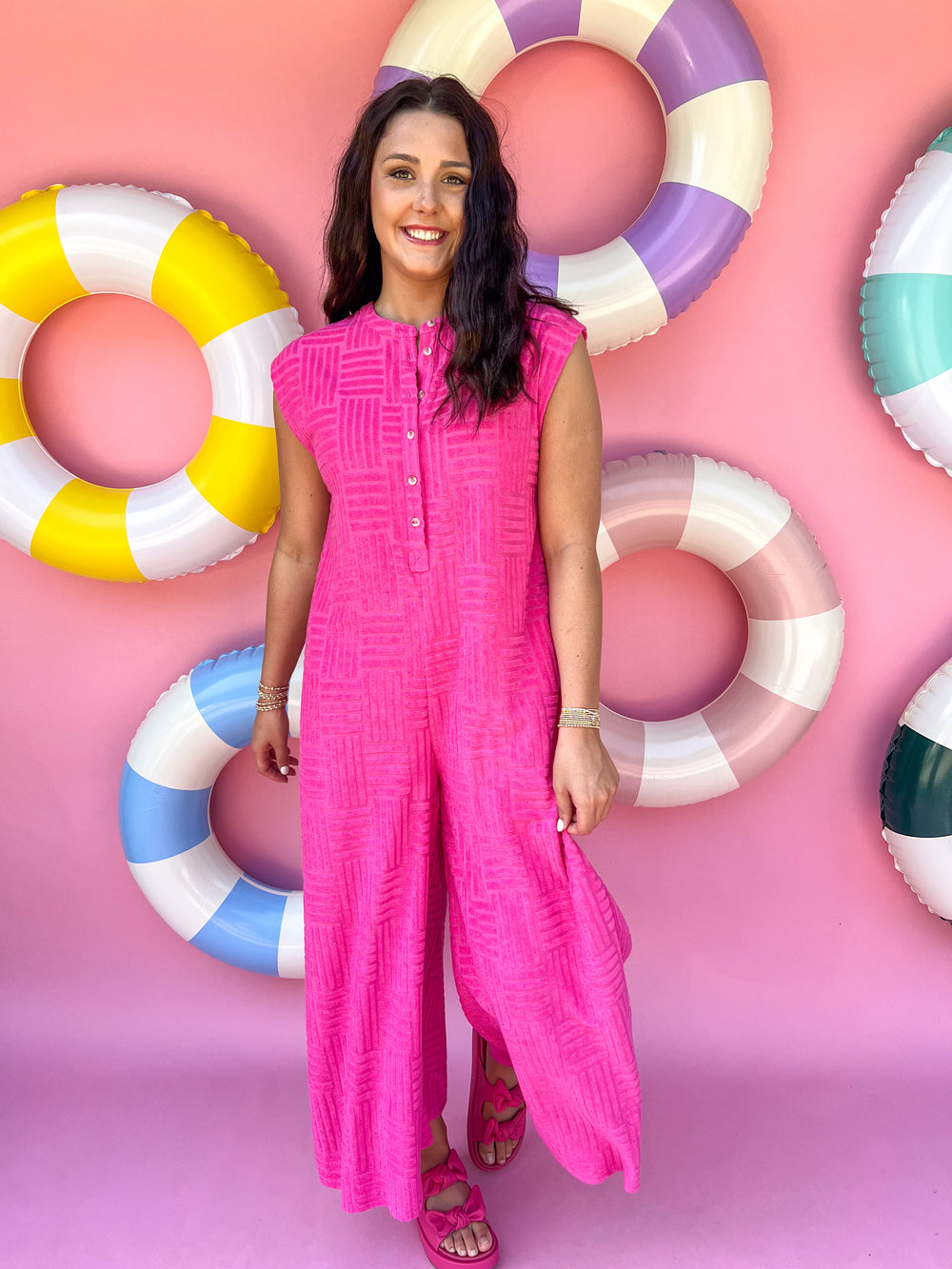 On The Way Jumpsuit - Hot Pink