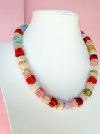 LOVE LEMON LANE | Medium Cylinder Acrylic Beaded Necklace - Blush Multi