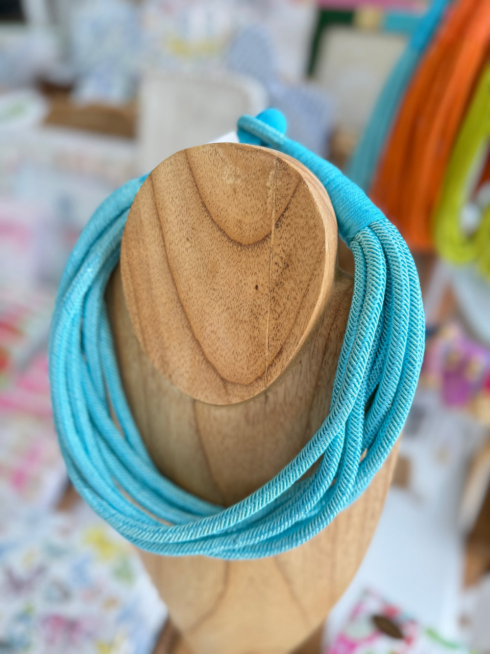 Multi Strand Slub Rope Necklace - Turquoise